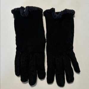 TOTES ISOTONER Size Medium Black Genuine Leather Faux Fur Lined Gloves
